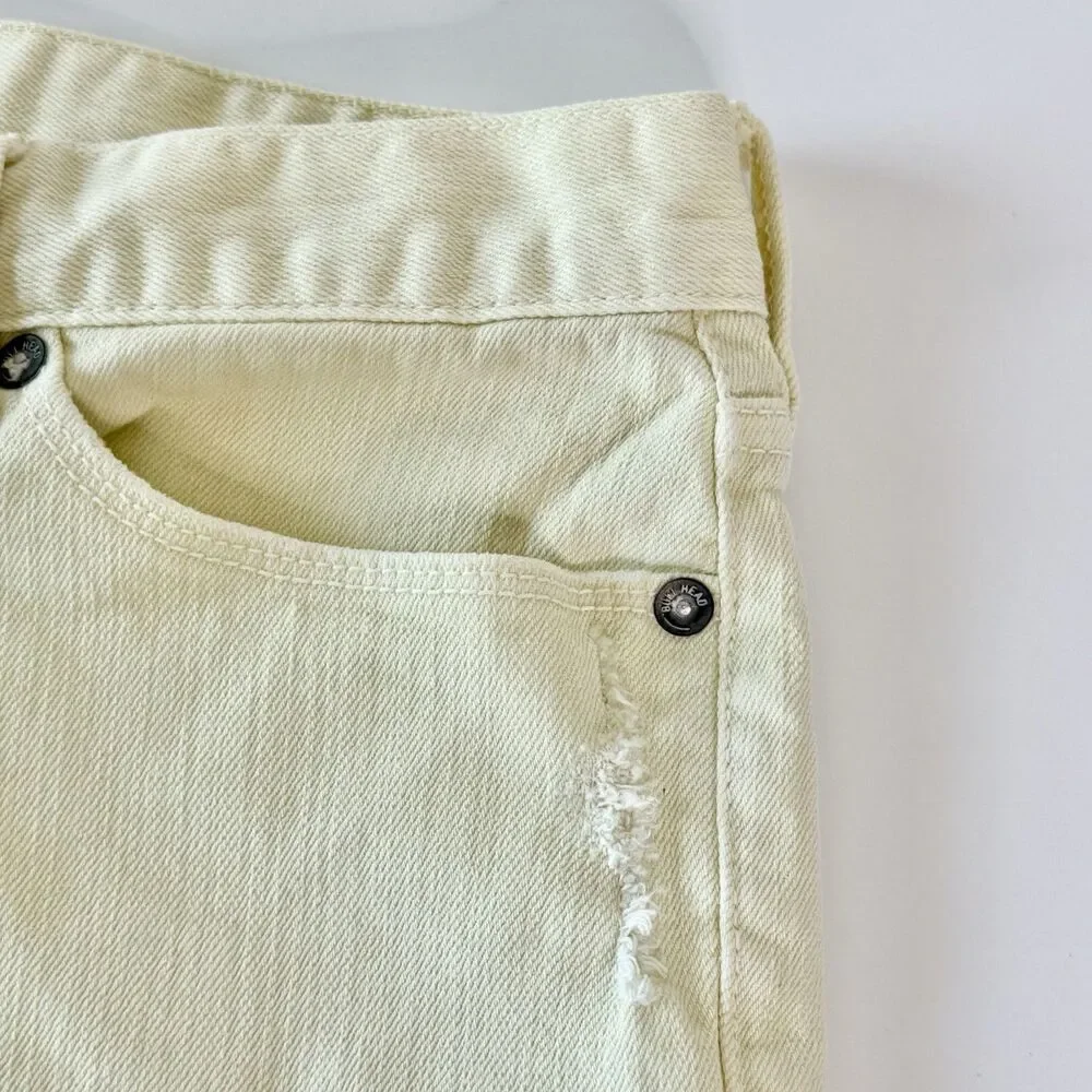 BULLHEAD Jean Shorts Womens Jr Sz 3 Denim Stretch Cuffed  Pale Yellow Waist 30